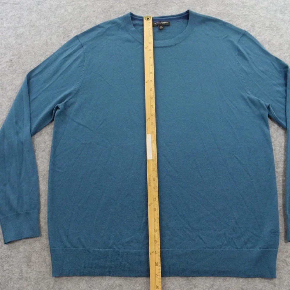 Banana Republic Sweater Mens Extra Large Green Crew Neck Merino Wool Pullover